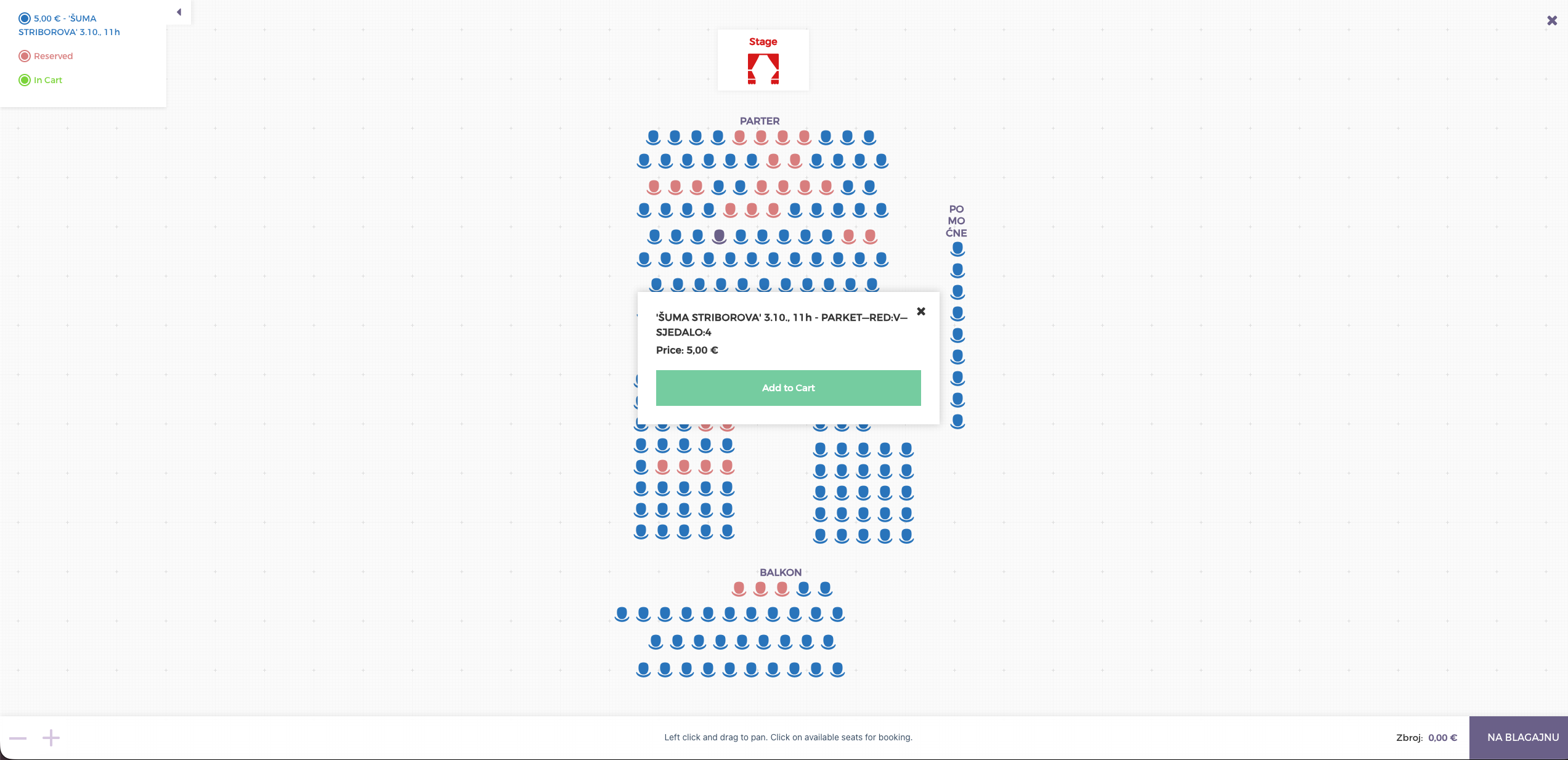Interaktivni odabir sjedala CZK Jastrebarsko
